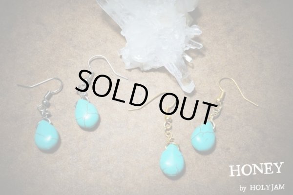 画像1: HONEY 200★Nativeネイティブ　turquoise pierced earrings　ネリネリ.ターコイズピアス (1)