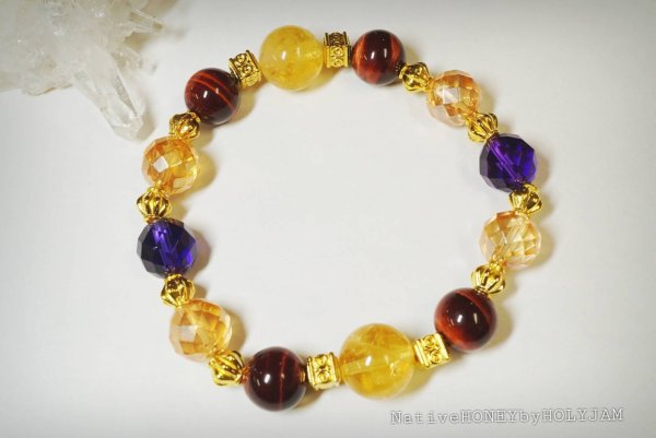 画像1: NativeHoney284　Citrine bracelet　金運、人脈、コミュニケーション、表現力、恋愛、魔除け、勝負、仕事 (1)